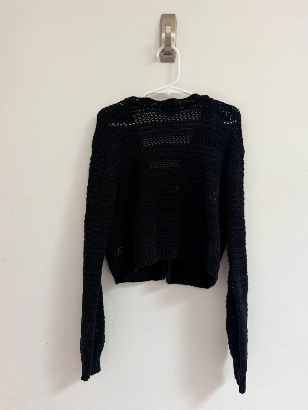 art class Black Crochet Tie-Front Cardigan